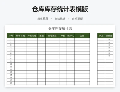 仓库库存统计表模版