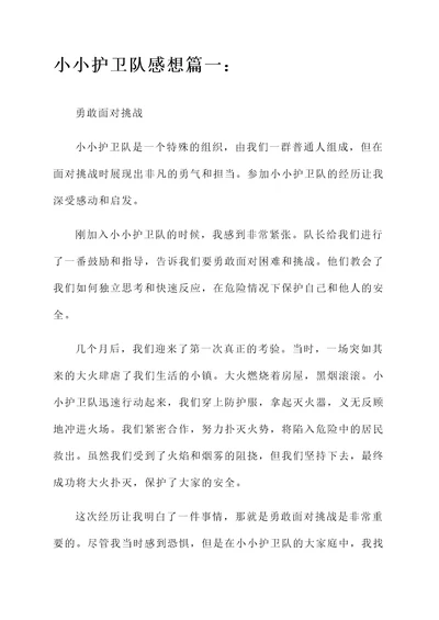 小小护卫队感想