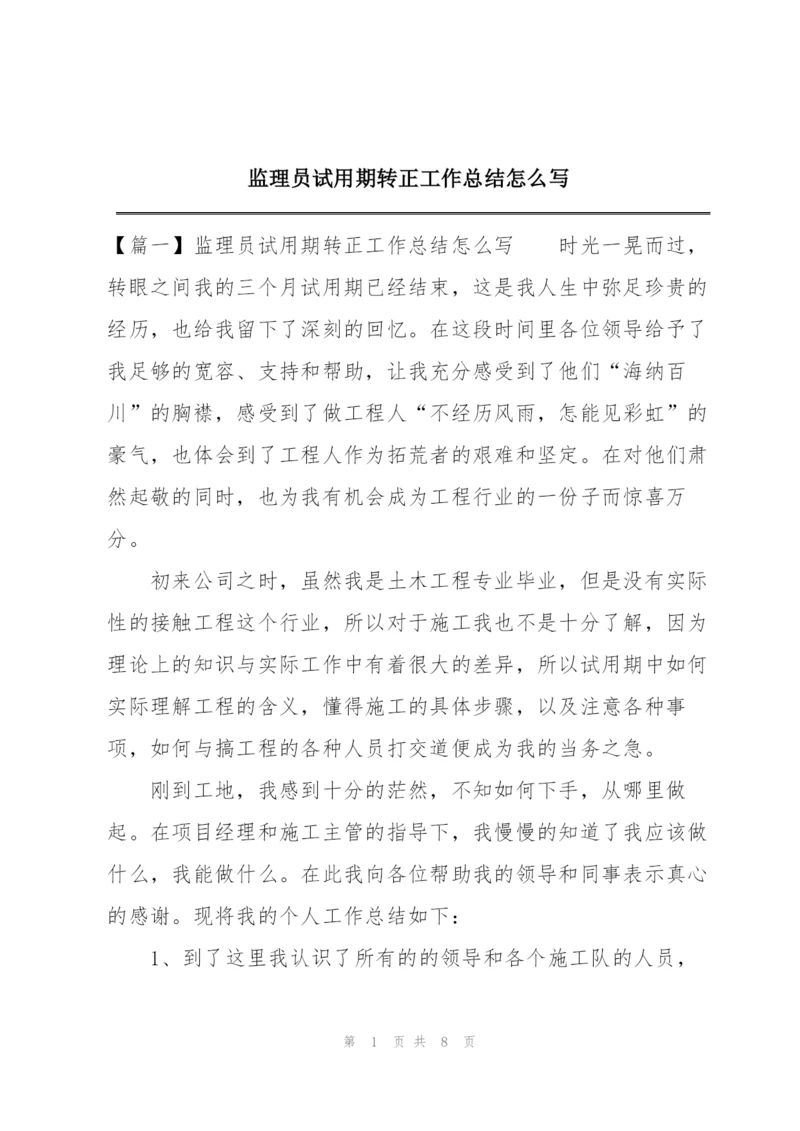 监理员试用期转正工作总结怎么写.docx