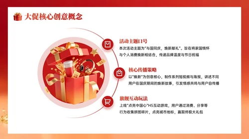 红色系简约国庆促销企业内部会议PPT模板