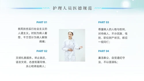 科技风蓝色护士行为规范护士职业道德护理学培训PPT课件