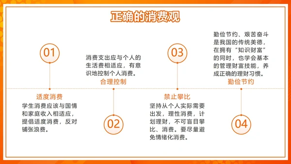 橙色微立体天秤理性消费健康消费主题班会带内容PPT