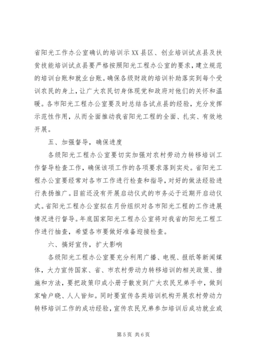 关于组织实施实施农村劳动力转移培训阳光工程讲话 (2).docx