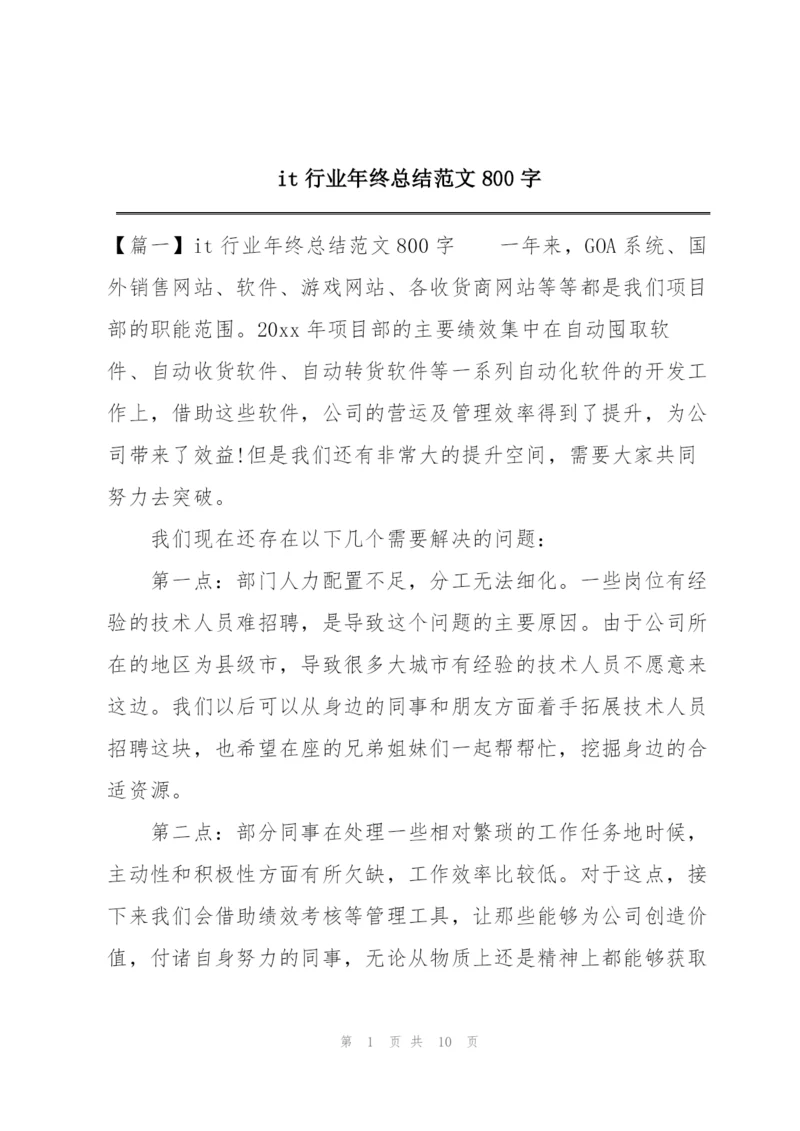 it行业年终总结范文800字.docx