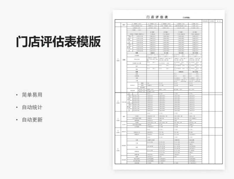 门店评估表模版