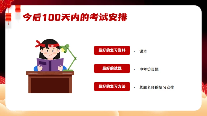 中考为梦想而战斗,红色通用PPT模板