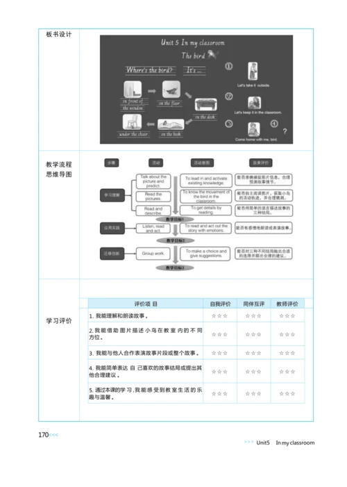 Unit 5  In my classroom单元整体教学设计5课时