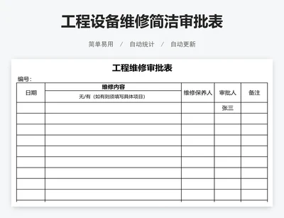 工程设备维修简洁审批表