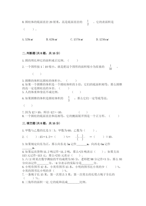 北京版六年级下册数学期末测试卷含答案（新）.docx