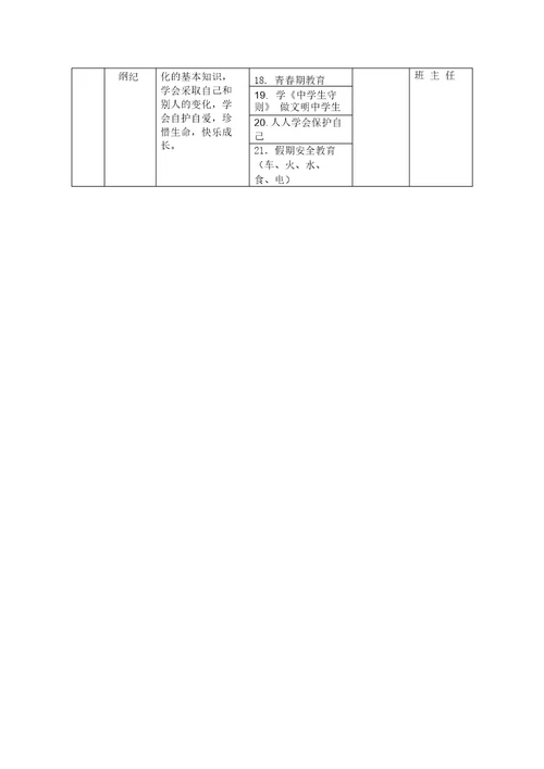 主题班会初一秋学期主题班会安排