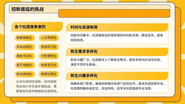 黄色插画风校园社团招新指南模板
