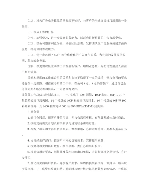 精编之业务员工作总结与计划表范文.docx