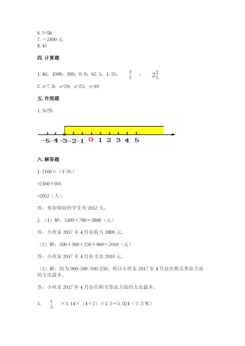 人教版六年级下册数学期末测试卷及参考答案（培优b卷）.docx