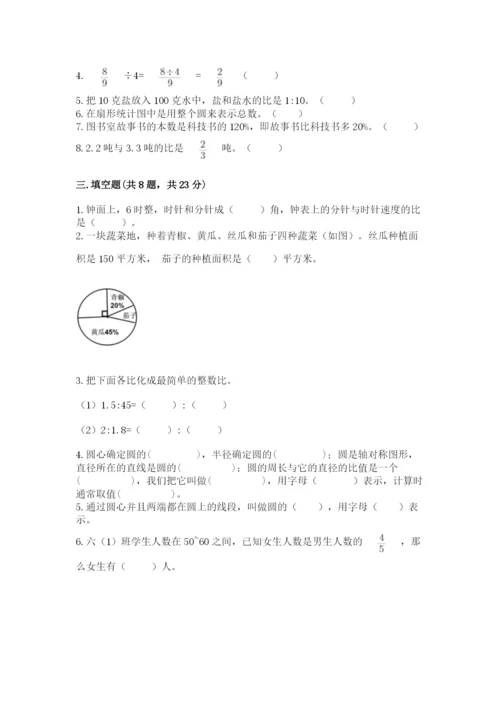 2022人教版六年级上册数学期末卷及参考答案【培优b卷】.docx