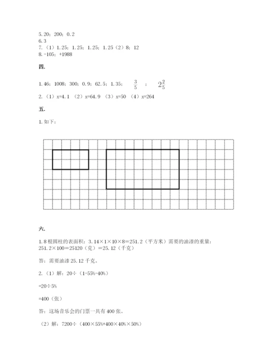 苏教版六年级数学下学期期末测试题及答案.docx