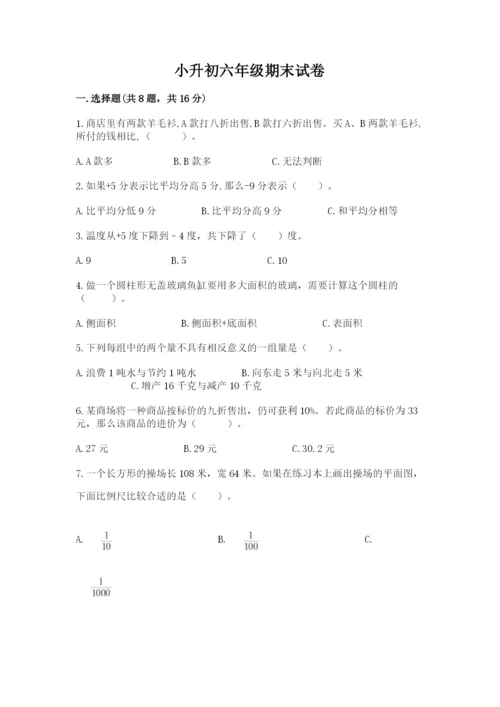 小升初六年级期末试卷含完整答案（典优）.docx