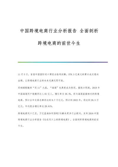 中国跨境电商行业分析报告-全面剖析跨境电商的前世今生.docx