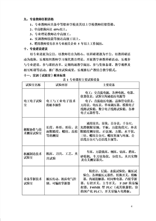 沭阳中专机电部机电技术应用专业实施性教学计划