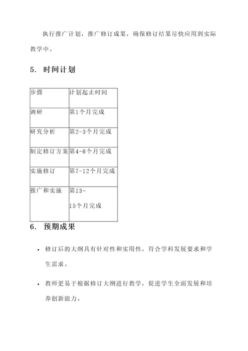 大纲修订工作方案