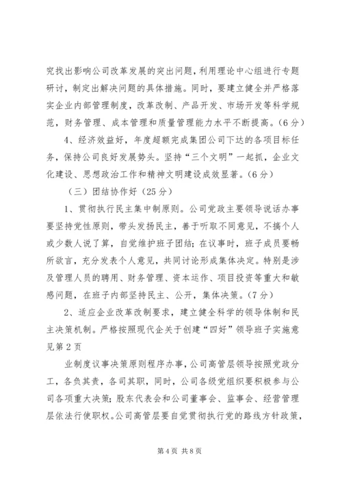 关于创建“四好”领导班子实施意见.docx