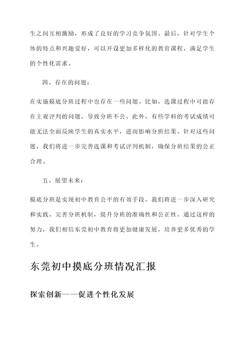 东莞初中摸底分班情况汇报