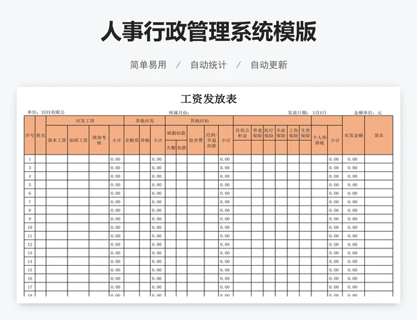 人事行政管理系统模版