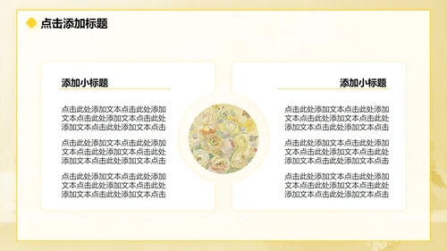 黄色小清新风花团锦簇主题汇报PPT模板