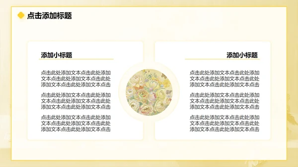 黄色小清新风花团锦簇主题汇报PPT模板