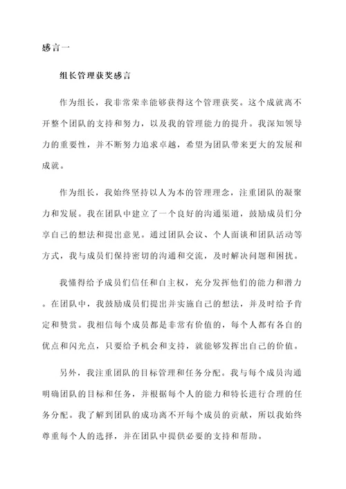 组长管理获奖感言