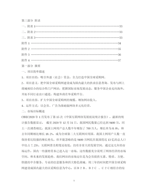 精编之网站商业计划书.docx