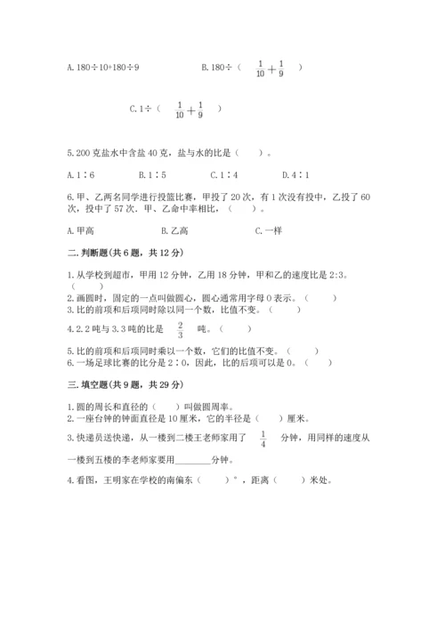 人教版六年级上册数学期末测试卷带答案（突破训练）.docx