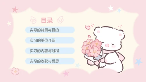 眠眠熊粉色卡通风实习报告