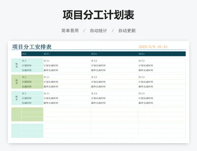 项目分工计划表