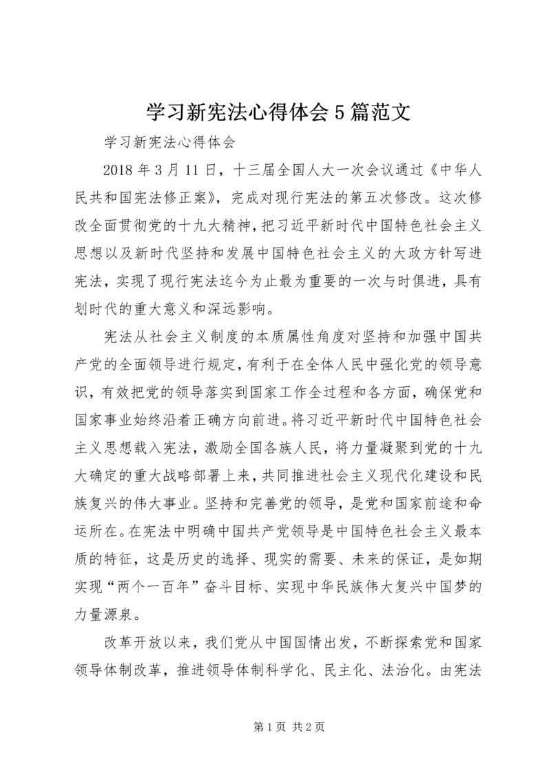 学习新宪法心得体会5篇范文.docx