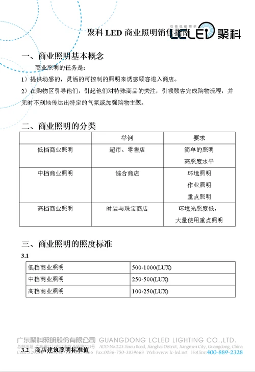 聚科商业照明销售指南