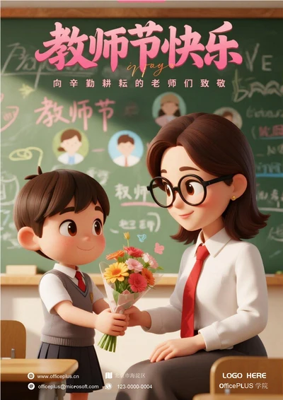 教师节海报(献花)