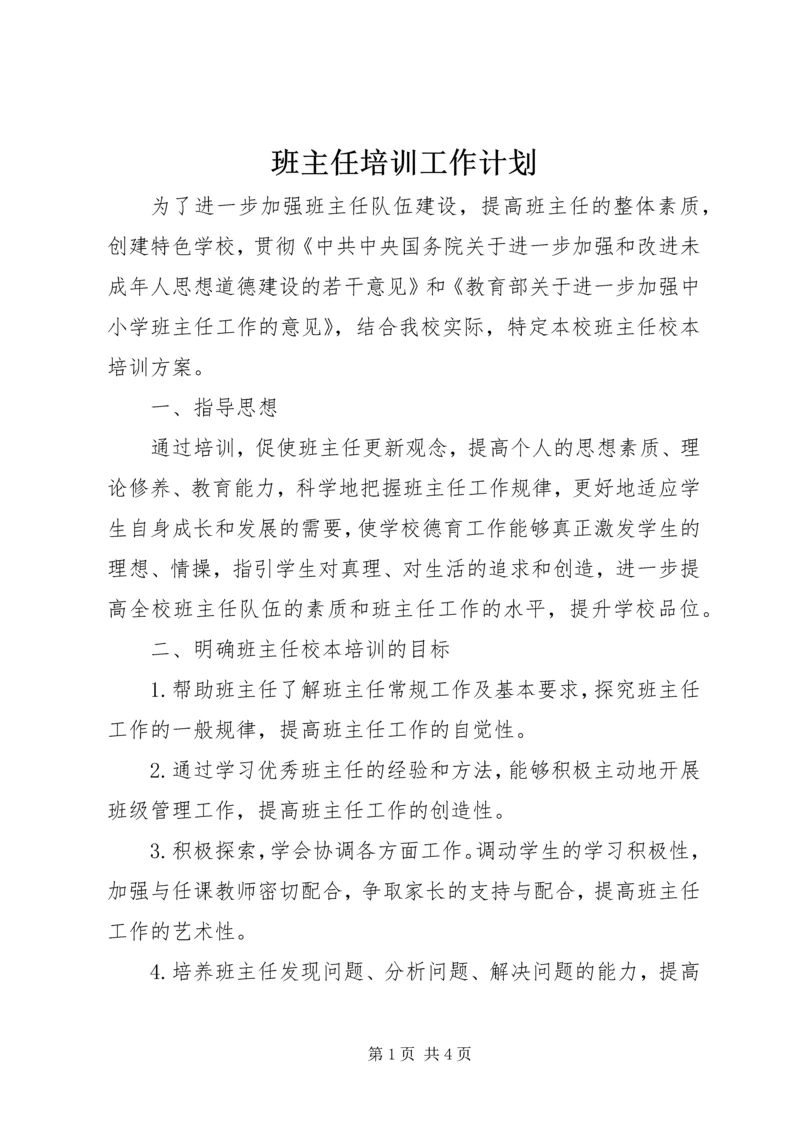 班主任培训工作计划.docx