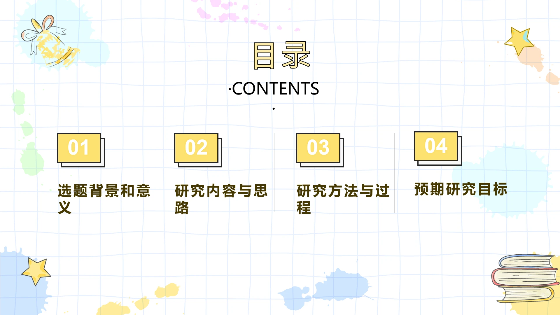 开题报告毕业论文答辩创意目录单页