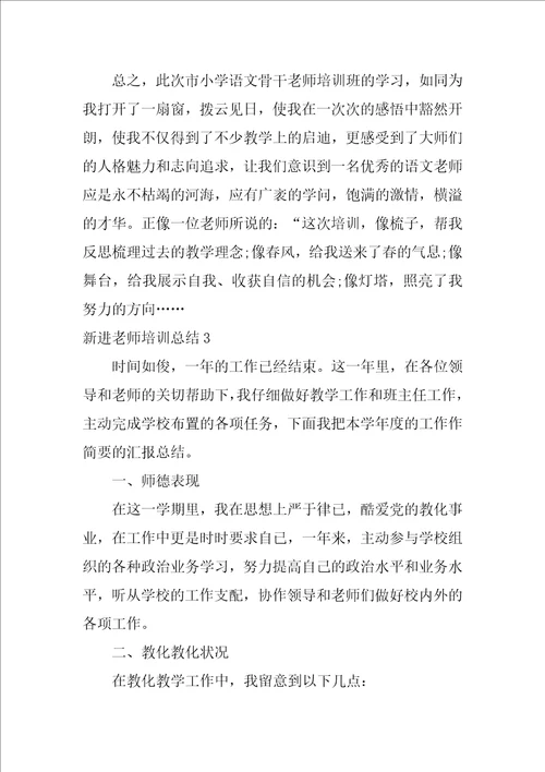新进教师培训总结新教师培训个人总结报告
