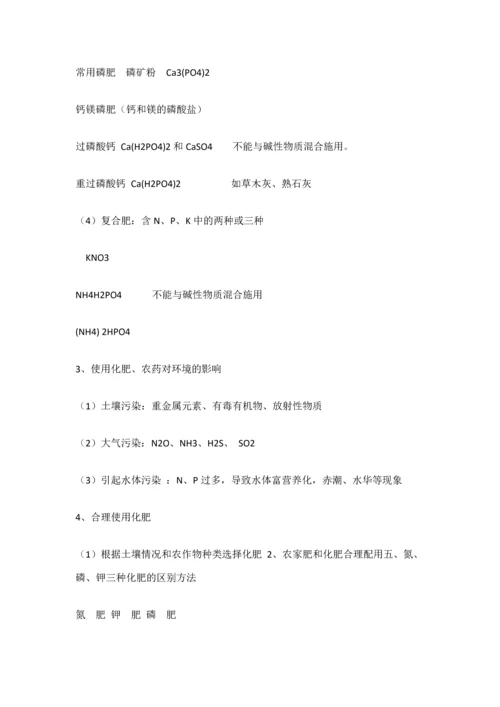 2023年初中化学第十一单元盐化肥知识点.docx