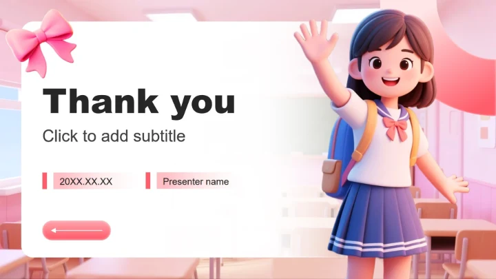 粉色3D小清新风班委竞选演讲PPT主题模板