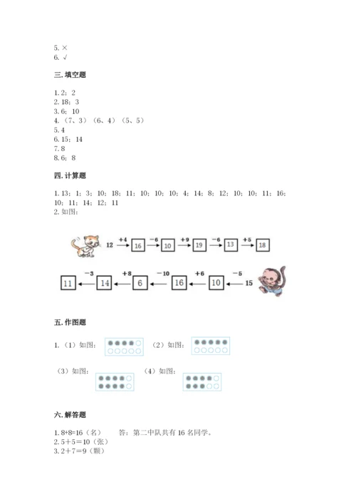 人教版数学一年级上册期末测试卷精品【各地真题】.docx