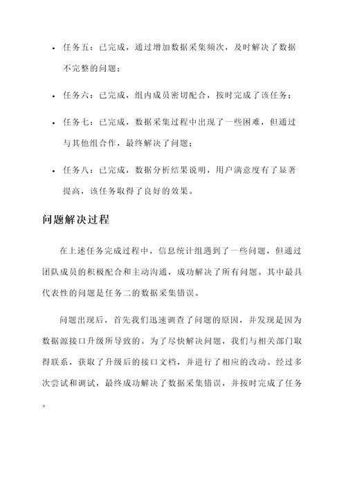 信息统计组工作汇报