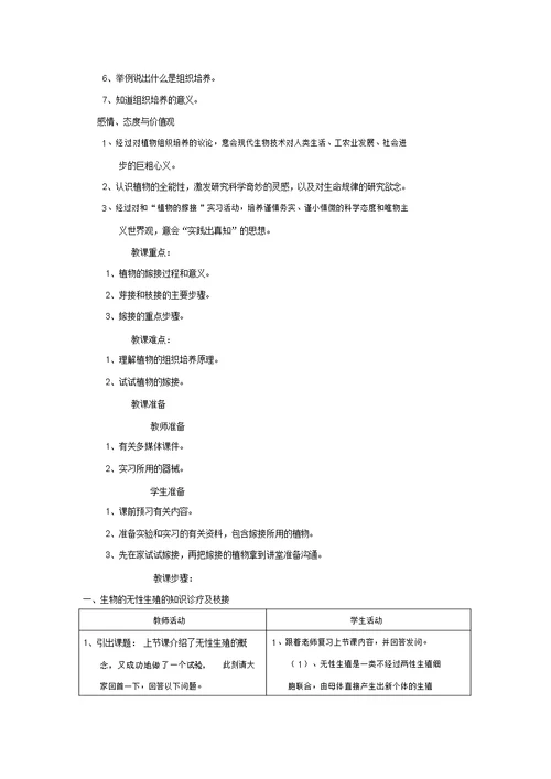 苏教版八年级生物下册教案全册