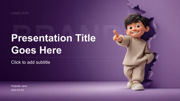 紫色卡通风PPT主题