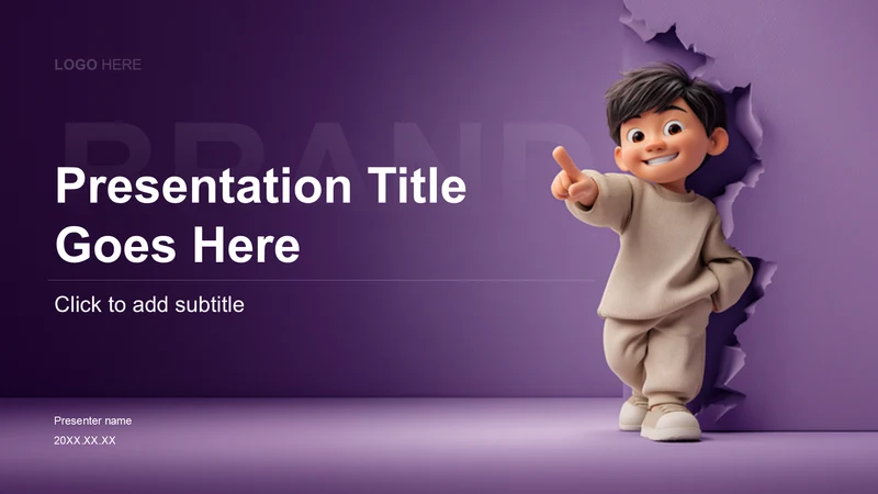 紫色卡通风PPT主题