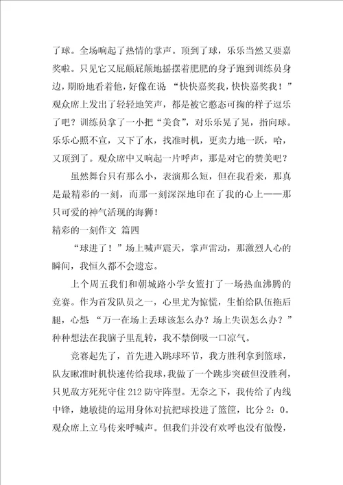 精彩的一刻作文