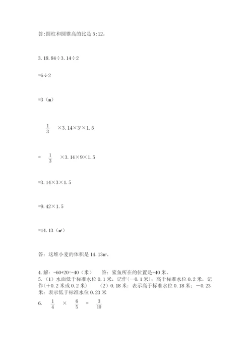河南省【小升初】2023年小升初数学试卷及参考答案（精练）.docx