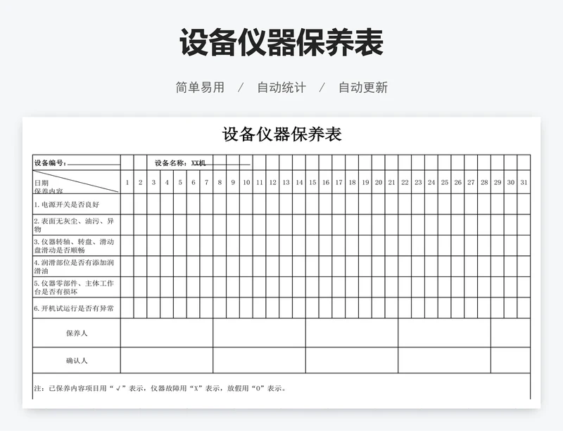 设备仪器保养表