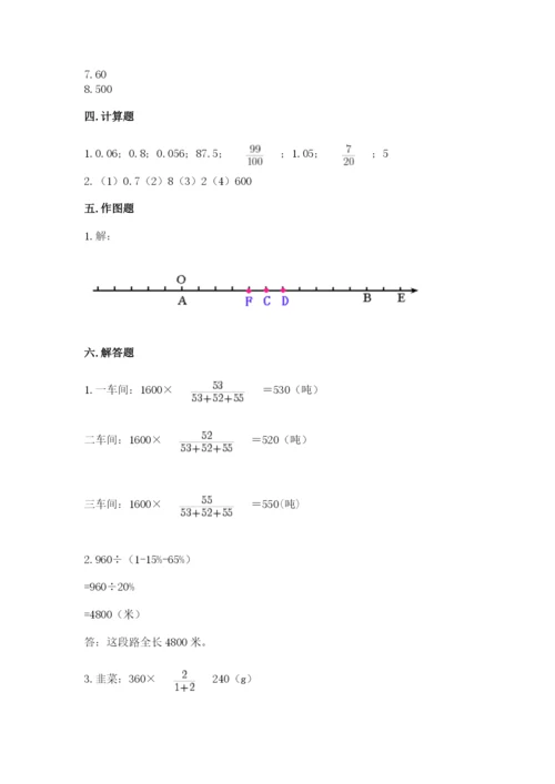 大洼县六年级下册数学期末测试卷（典型题）.docx